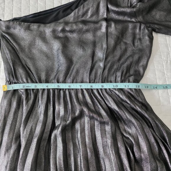 Derek Lam Metallic One-Shoulder Dress Gunmetal Size 40 (US 4) - Picture 7 of 8